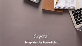  Presentation with accounting budget - PPT theme enhanced with business-accounting-workplace-and-stationary background and a gray colored foreground