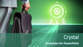  Presentation with suitcase - Amazing slides having business achievement - bottom view of businessman backdrop and a ocean colored foreground