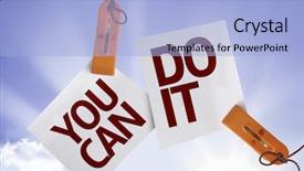  Presentation with note - Colorful presentation design enhanced with you can do it backdrop and a light blue colored foreground