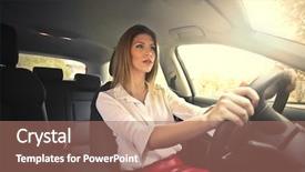  Presentation with woman car driver map - Slide set consisting of business action - beautiful car driver background and a coral colored foreground