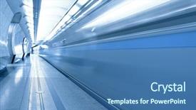  Presentation with metro train - PPT theme enhanced with business action - metro station with train background and a ocean colored foreground