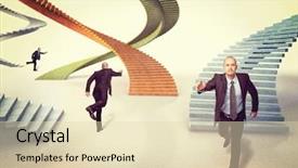  Presentation with abstract business - Audience pleasing PPT theme consisting of business activities - running businessman and 3d abstract backdrop and a soft green colored foreground