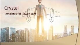  Presentation with advantage - PPT layouts consisting of business advantage businessman with sketch background and a lemonade colored foreground