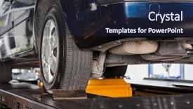  Presentation with scissor lift - Slides with business alignment - car on hydraulic lift background and a  colored foreground