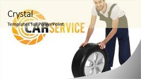  Presentation with concept illustration of customer service - Colorful presentation enhanced with business alignment - concept of car service mechanic backdrop and a blonde colored foreground