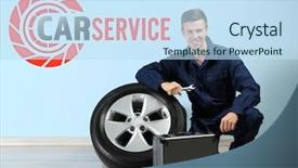  Presentation with car service - PPT theme featuring business alignment - concept of car service mechanic background and a sky blue colored foreground