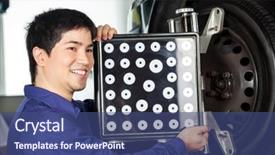  Presentation with garage car - Amazing PPT theme having business alignment - happy mechanic looking away while backdrop and a  colored foreground