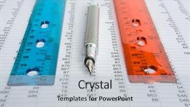  Presentation with old paper pen rolls - Beautiful PPT theme featuring business alignment - lines and pen backdrop and a  colored foreground