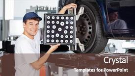  Presentation with mechanic seals - Slide deck enhanced with business alignment - mechanic using wheel aligner background and a  colored foreground