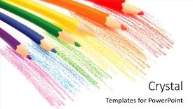  Presentation with color pencils - Presentation theme featuring business alignment - rainbow colored drawing with color background and a  colored foreground