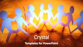  Presentation with holding hands - Presentation with business alliance - paper-chain people holding hands background and a  colored foreground