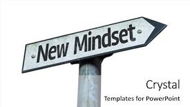  Presentation with mindset - Amazing slide deck having business alternatives analysis - new mindset sign isolated backdrop and a  colored foreground
