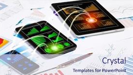  Presentation with nurse and mobile phone - PPT layouts enhanced with business analysis - image of working place background and a sky blue colored foreground