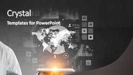  Presentation with mass media business technology internet - Theme featuring business analysis - presenting media technologies background and a dark gray colored foreground