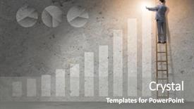  Presentation with economic - Presentation theme featuring business analysis - young businessman facilitating economic growth background and a gray colored foreground