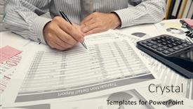  Presentation with business calculator - Audience pleasing presentation design consisting of business-analysis-and-accounting-concept backdrop and a lemonade colored foreground