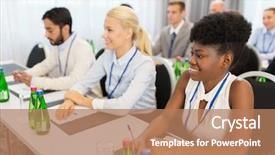  Presentation with international education - Presentation theme enhanced with business and education concept - group background and a  colored foreground