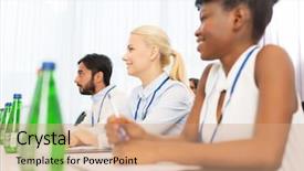  Presentation with international education - Colorful theme enhanced with business and education concept - group backdrop and a  colored foreground