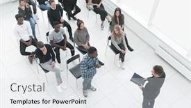  Presentation with speaker - Slide set enhanced with business-and-entrepreneurship-symposium-speaker background and a light gray colored foreground