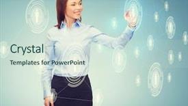  Presentation with virtual technology - Audience pleasing PPT theme consisting of business-and-future-technology-concept backdrop and a sky blue colored foreground