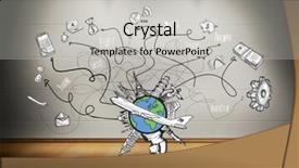  Presentation with business travel - Audience pleasing slide deck consisting of business and global travel doodles against room with wooden floor backdrop and a light gray colored foreground