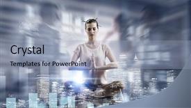  Presentation with balance life - PPT theme enhanced with business and healthy life balance mixed media background and a light blue colored foreground