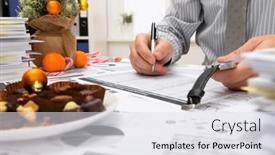  Presentation with new office - PPT theme enhanced with business-and-holiday-concept-businessman background and a sky blue colored foreground