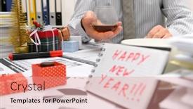  Presentation with new office - Presentation design featuring business-and-holiday-concept-businessman background and a coral colored foreground