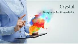  Presentation with innovation - Presentation theme enhanced with business-and-innovation-concept-mixed background and a  colored foreground