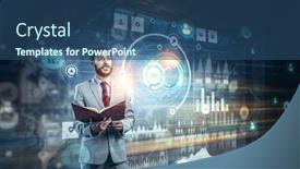  Presentation with innovation - Presentation theme featuring business-and-innovation-concept-mixed background and a ocean colored foreground