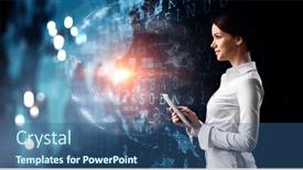  Presentation with innovation - Presentation theme having business-and-innovation-concept-mixed background and a ocean colored foreground