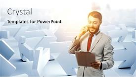  Presentation with innovation - Presentation design having business-and-innovation-concept-mixed background and a cream colored foreground