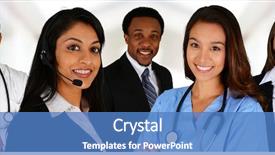  Presentation with medical business - Beautiful presentation theme featuring business and medical team backdrop and a teal colored foreground