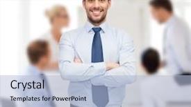  Presentation with office - Presentation design enhanced with business and office concept - handsome background and a light blue colored foreground