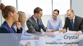  Presentation with team meeting - Cool new theme with business woman reading a tax backdrop and a  colored foreground.