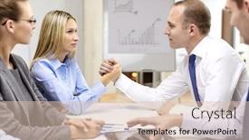  Presentation with wrestling - Amazing presentation theme having business and office concept - businesswoman and businessman arm wrestling during meeting in office backdrop and a lemonade colored foreground