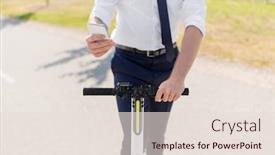  Presentation with electric scooter - Colorful presentation theme enhanced with business-and-people-and-concept backdrop and a lemonade colored foreground