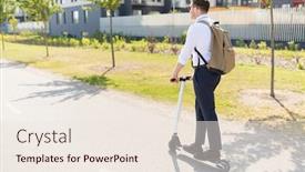  Presentation with young business people - Audience pleasing presentation design consisting of business-and-people-and-concept backdrop and a sky blue colored foreground