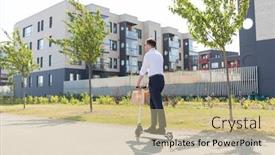  Presentation with young business people - Audience pleasing theme consisting of business-and-people-and-concept backdrop and a soft green colored foreground
