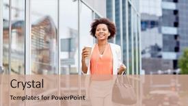  Presentation with young business people - PPT theme with business and people concept - young background and a coral colored foreground