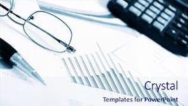  Presentation with financial reports - PPT theme consisting of business and the financial reports background and a sky blue colored foreground