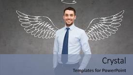  Presentation with angel wings - Cool new slide deck with business angel investor safety security backdrop and a seafoam green colored foreground
