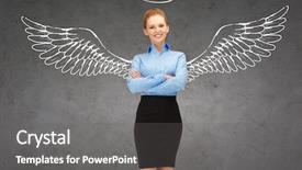  Presentation with young business people - Slides enhanced with business angel investor safety security background and a gray colored foreground