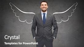  Presentation with angel wings - Theme having business angel investor safety security background and a dark gray colored foreground