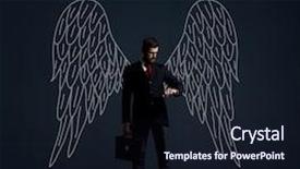  Presentation with sponsor - PPT theme having business angel over dark background background and a wine colored foreground