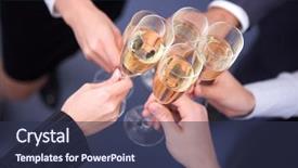  Presentation with flutes - Amazing slides having business anniversary - close-up of human hands cheering backdrop and a tawny brown colored foreground