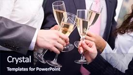  Presentation with flutes - Cool new presentation theme with abandoned cement nitrocelulose manufacturing towers in the evening backdrop and a coral colored foreground.