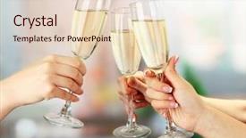  Presentation with corporate anniversary - Audience pleasing presentation theme consisting of business anniversary - corporate party sparkling champagne glasses backdrop and a lemonade colored foreground