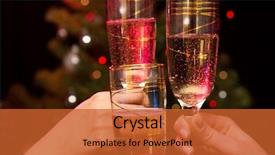  Presentation with crystal image - Presentation theme having business anniversary - image of people hands background and a red colored foreground