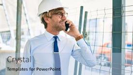  Presentation with project - PPT layouts having business-architect-man-wearing-hardhat background and a light blue colored foreground